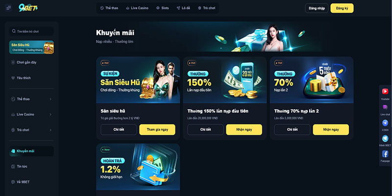 Giới thiệu danh mục khuyến mãi 9Bet đồ sộ Giới thiệu danh mục khuyến mãi 9Bet đồ sộ